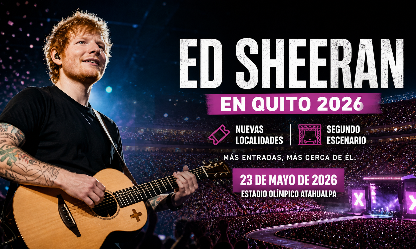 Ed Sheeran suma nuevas localidades y un segundo escenario para su concierto en Quito
